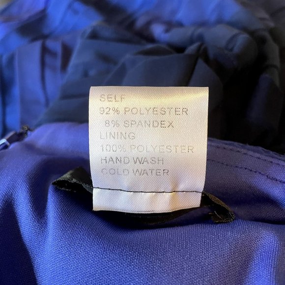 Tadashi Shoji Blue Ombre Wide Neck Pleated Bodycon Stretch Cocktail Dress Size M - Picture 5 of 7